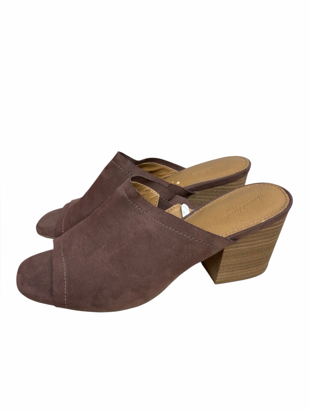 Universal Thread Norelle Brown Microsuede Block Heel Mule Sandals Size 9 Comfort